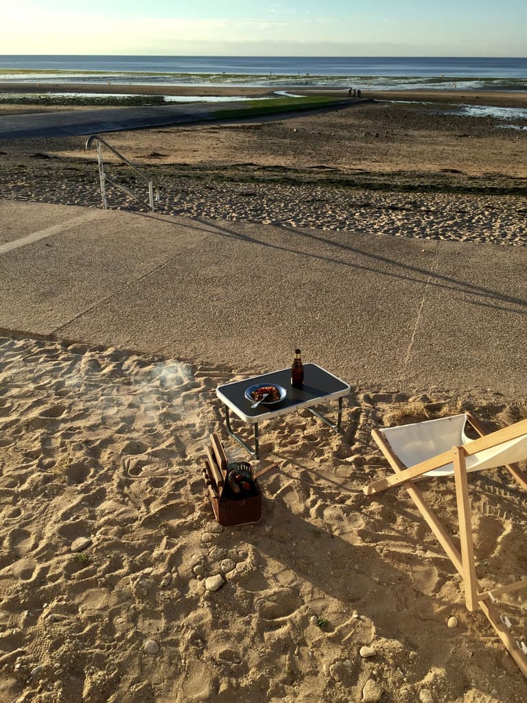 photo de transat au coucher de soleil